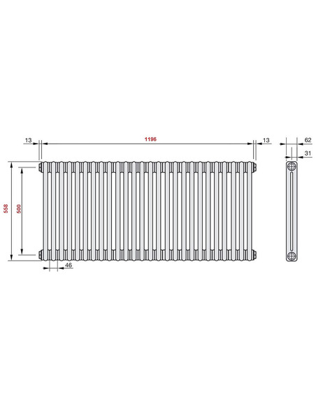Радиатор трубчатый Zehnder Charleston 2056/26 1270/7610 1/2" RAL9016 (кроншт. в компл.)