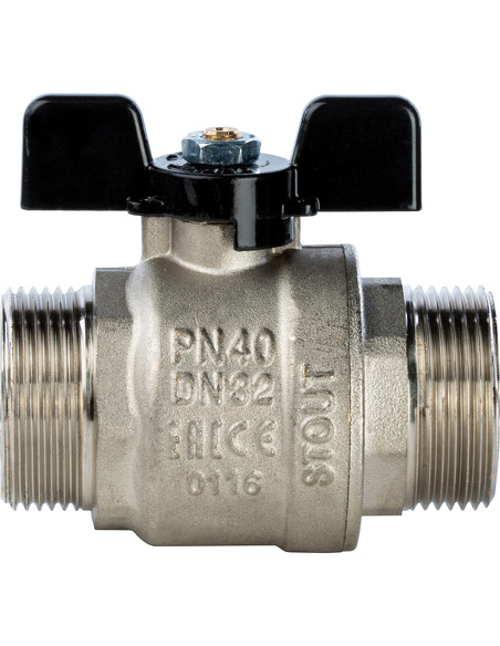 Кран шаровой STOUT полнопроходной 1 1/4" НР-НР (бабочка)