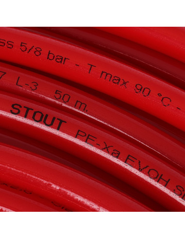 Труба из сшитого полиэтилена STOUT 16х2,0 PE-Xa/EVOH красная (бухта 300 м)