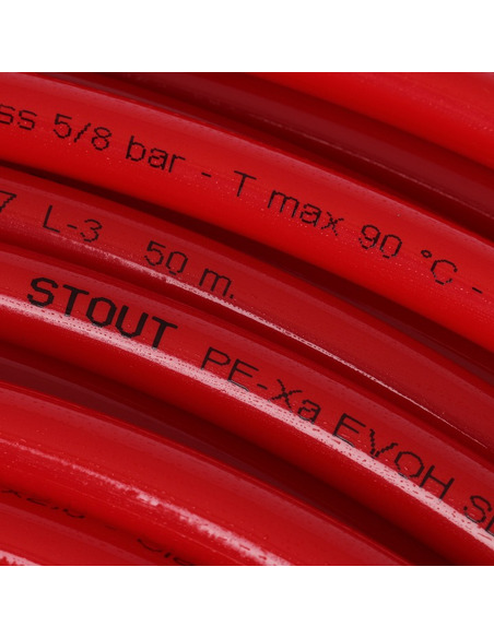 Труба из сшитого полиэтилена STOUT 16х2,0 PE-Xa/EVOH красная (бухта 300 м)