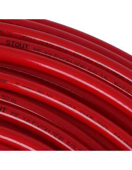 Труба из сшитого полиэтилена STOUT 16х2,0 PE-Xa/EVOH красная (бухта 300 м)