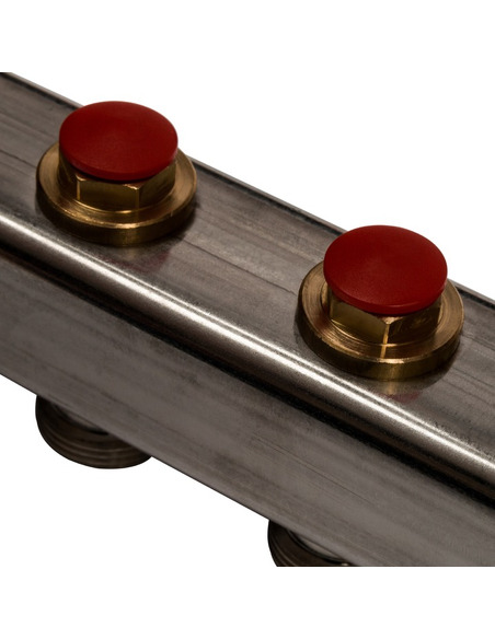 Коллектор STOUT из нержавеющей стали без расходомеров 10 вых. с воздухоотводчиком и сливом