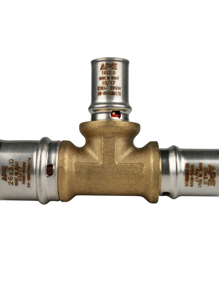 Тройник переходной STOUT 26x16x20 для металлопластиковых труб пресс