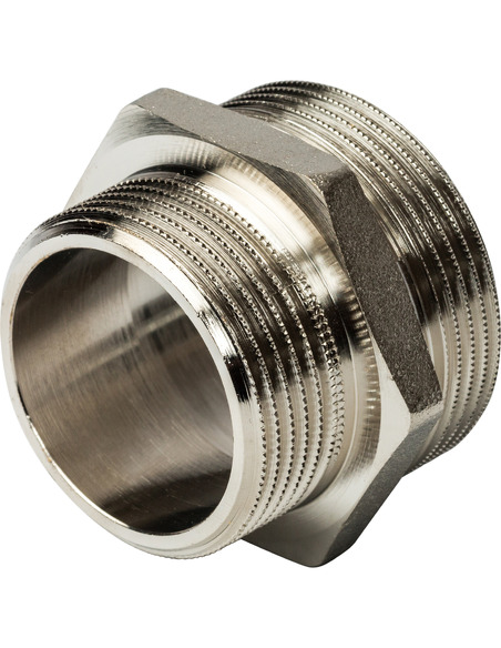 Ниппель переходной никелированный STOUT 1 1/2"х1 1/4" НР