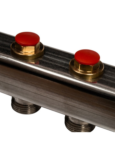 Коллектор STOUT из нержавеющей стали без расходомеров 7 вых. с воздухоотводчиком и сливом