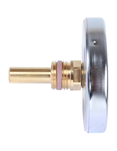 Термометр биметаллический STOUT 80 мм, 0-120ºС погружной, гильза 50 мм резьба с самоуплотнением