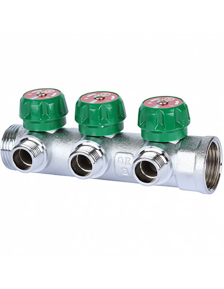 Коллектор регулирующий STOUT 1", 3 вых. 1/2" плоское уплотнение