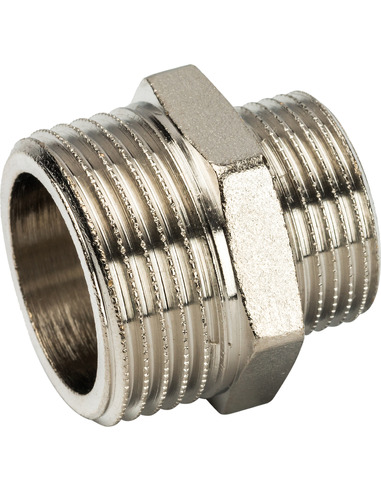 Ниппель переходной никелированный STOUT 1"х3/4" НР