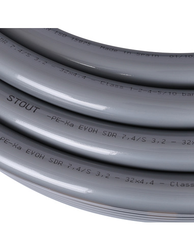 Труба из сшитого полиэтилена STOUT 32х4,4 PE-Xa/EVOH серая (бухта 50 м)
