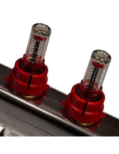 Коллектор STOUT из нержавеющей стали с расходомерами 6 вых. с воздухоотводчиком и сливом