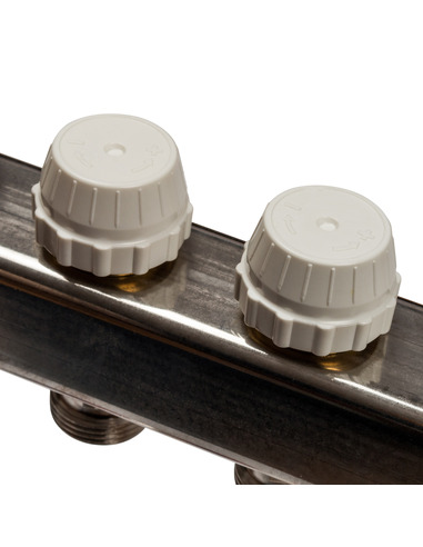 Коллектор STOUT из нержавеющей стали с расходомерами 6 вых. с воздухоотводчиком и сливом