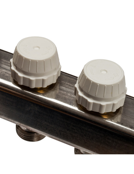 Коллектор STOUT из нержавеющей стали с расходомерами 6 вых. с воздухоотводчиком и сливом