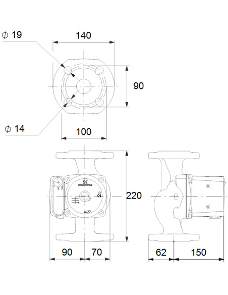 Насос циркуляционный Grundfos UPS 32-100 F