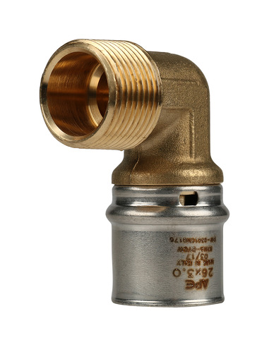 Угольник STOUT 26x3/4" НР для металлопластиковых труб пресс