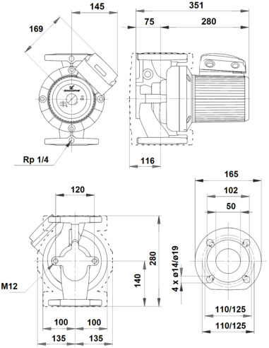 Насос циркуляционный Grundfos UPS 50-180 F 3х400V