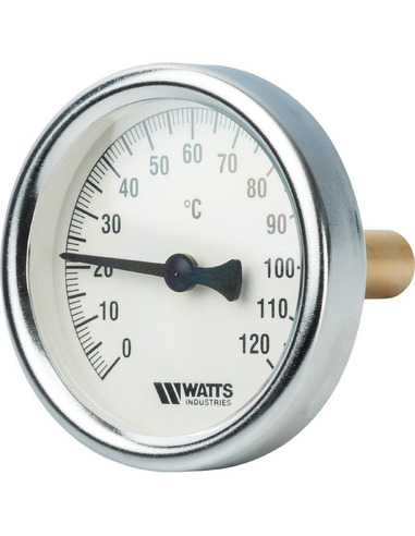 Термометр биметаллический Watts F+R801 OR 63 мм, 0-120ºС погружной, гильза 75 мм