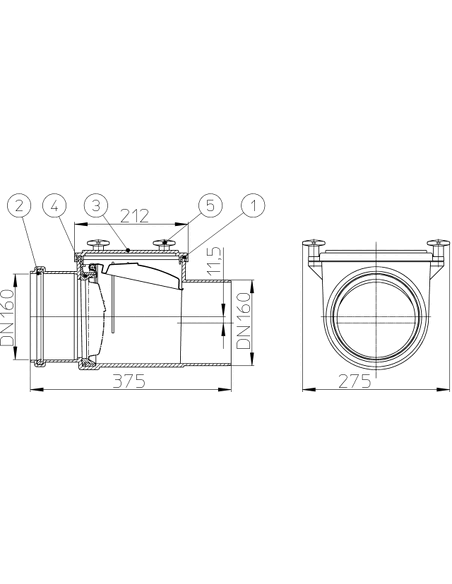 Затвор канализационный HL715 Ø160 Затвор канализационный HL715 Ø160