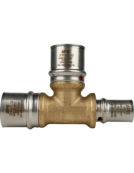 Тройник переходной STOUT 26x26x16 для металлопластиковых труб пресс