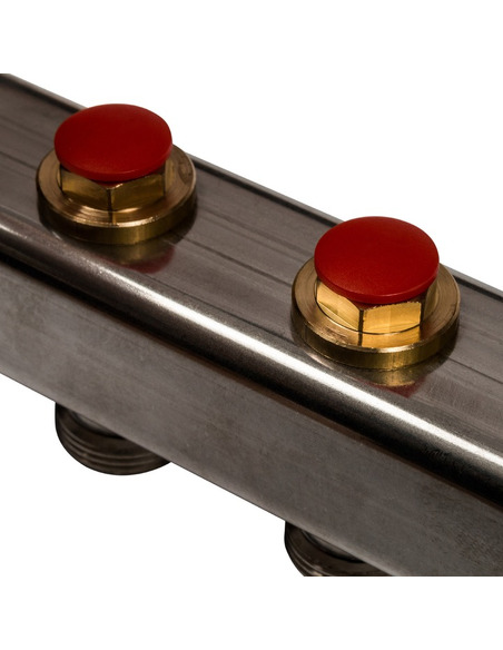 Коллектор STOUT из нержавеющей стали без расходомеров 6 вых. с воздухоотводчиком и сливом