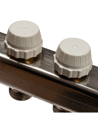 Коллектор STOUT из нержавеющей стали без расходомеров 6 вых. с воздухоотводчиком и сливом