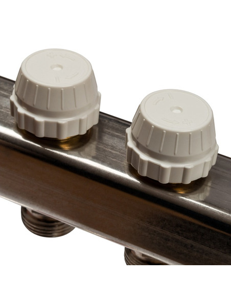 Коллектор STOUT из нержавеющей стали без расходомеров 6 вых. с воздухоотводчиком и сливом