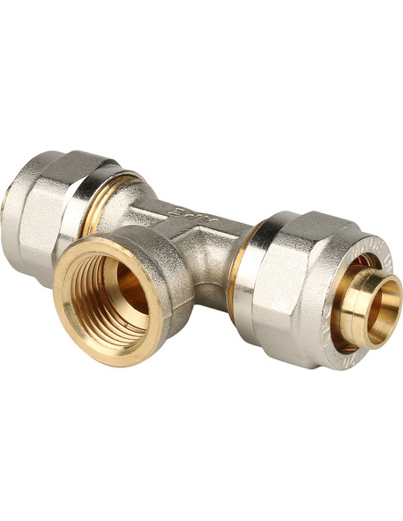 Тройник переходной STOUT 20x1/2"х20 ВР для металлопластиковых труб обжим