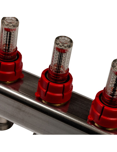 Коллектор STOUT из нержавеющей стали с расходомерами 6 вых.