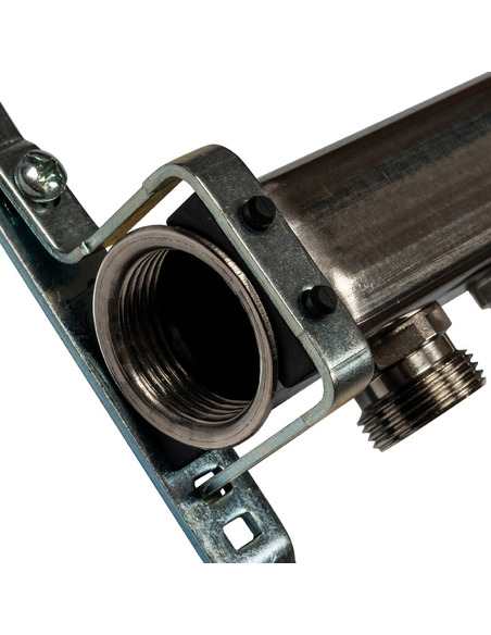 Коллектор STOUT из нержавеющей стали для радиаторной разводки 11 вых. с воздухоотводчиком