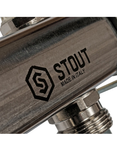 Коллектор STOUT из нержавеющей стали для радиаторной разводки 11 вых. с воздухоотводчиком