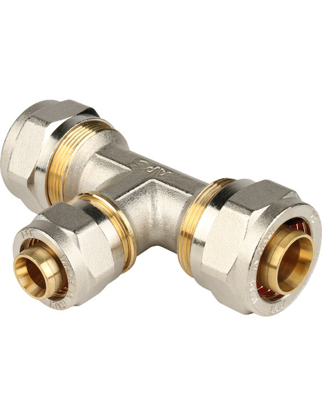 Тройник переходной STOUT 26x20x26 для металлопластиковых труб обжим