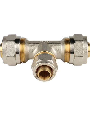 Тройник переходной STOUT 26x20x26 для металлопластиковых труб обжим