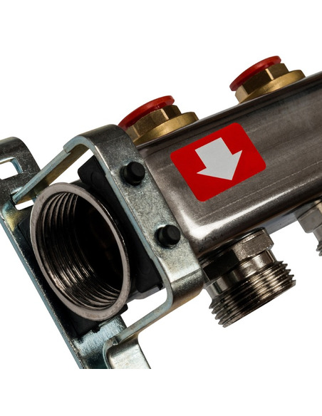 Коллектор STOUT из нержавеющей стали без расходомеров 4 вых. с воздухоотводчиком и сливом