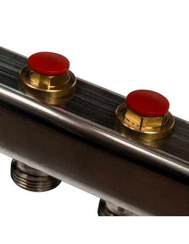 Коллектор STOUT из нержавеющей стали без расходомеров 4 вых. с воздухоотводчиком и сливом