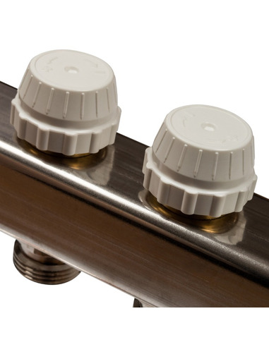 Коллектор STOUT из нержавеющей стали без расходомеров 4 вых. с воздухоотводчиком и сливом