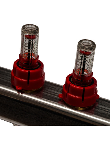 Коллектор STOUT из нержавеющей стали с расходомерами 11 вых. с воздухоотводчиком и сливом