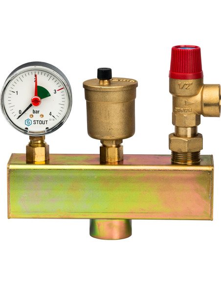 Группа безопасности котла STOUT 3 бар до 50 кВт без теплоизоляции