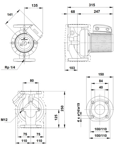 Насос циркуляционный Grundfos UPS 40-60/2 F 3х400V