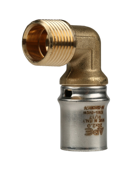 Угольник STOUT 20x1/2" НР для металлопластиковых труб пресс