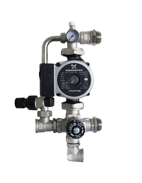 Насосно-смесительный узел STOUT термостат. клапан 20-43°C, насос UPSO 25-65 130 с байпасом