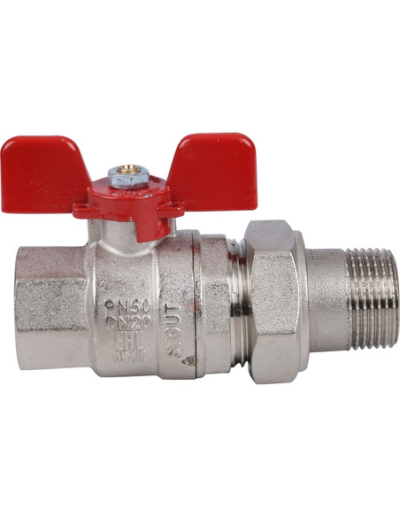 Кран шаровой STOUT полнопроходной 3/4" со сгоном (EPDM) (бабочка)