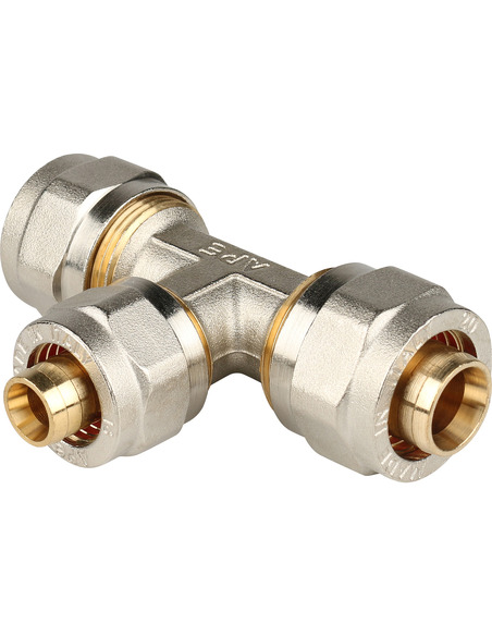 Тройник переходной STOUT 20x16x20 для металлопластиковых труб обжим