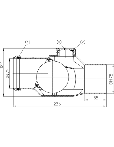 Клапан обратный канализационный HL4/7 Ø75
