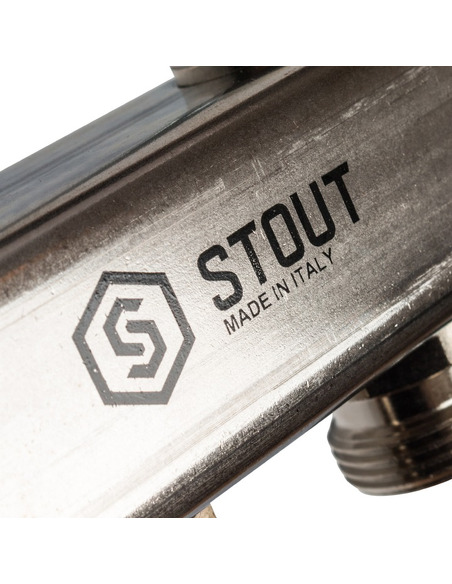 Коллектор STOUT из нержавеющей стали для радиаторной разводки 5 вых. с воздухоотводчиком
