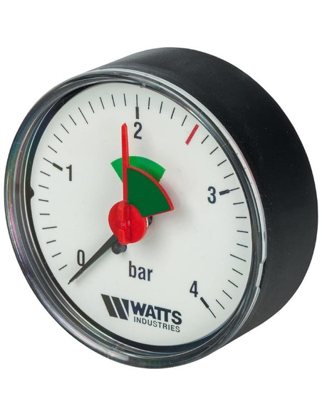 Манометр Watts F+R101 MAL 63 мм, 1/4", 0-4 бар, аксиальный с указателем предела