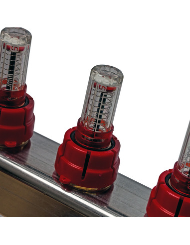 Коллектор STOUT из нержавеющей стали в сборе с расходомерами 6 вых.