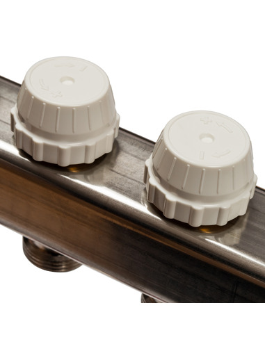 Коллектор STOUT из нержавеющей стали с расходомерами 12 вых. с воздухоотводчиком и сливом