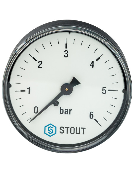 Манометр STOUT 63 мм, 1/4", 0-6 бар, аксиальный Манометр STOUT 63 мм, 1/4", 0-6 бар, аксиальный