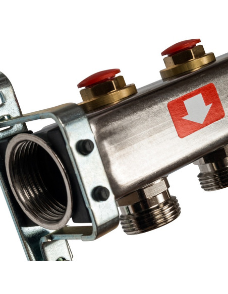 Коллектор STOUT из нержавеющей стали без расходомеров 12 вых. с воздухоотводчиком и сливом