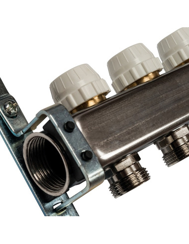 Коллектор STOUT из нержавеющей стали без расходомеров 12 вых. с воздухоотводчиком и сливом