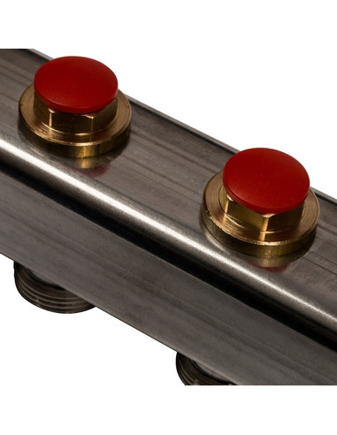 Коллектор STOUT из нержавеющей стали без расходомеров 12 вых. с воздухоотводчиком и сливом